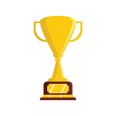 Vector of a grand champion gold trophy on a wooden platform