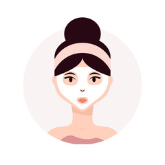 Woman taking care of her face. Daily skincare routine. Young woman applying facial clay mask on her face.  Spa procedure. 