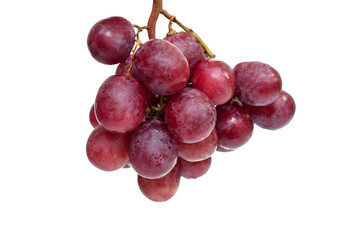 Ripe red grapes on a white background