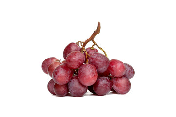 Ripe red grapes on a white background