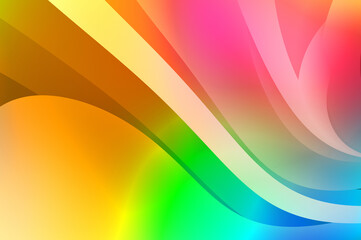 Abstract background with colorful gradient. Vibrant graphic wallpaper with stripes design. Fluid 2D illustration of modern movement.