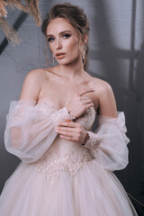 young girl in a luxurious wedding dress