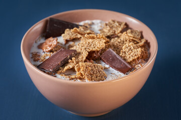 Milk with cereals and chocolate