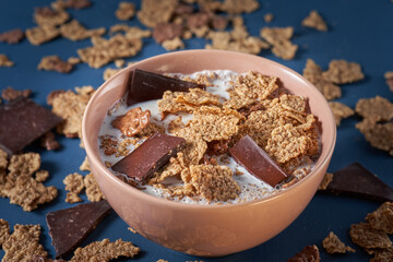 Milk with cereals and chocolate