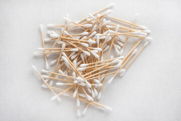 Close-up on bamboo cotton buds