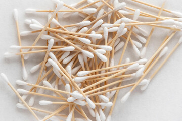 Close-up on bamboo cotton buds