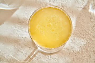 Fresh probiotic tibi drink in a glass