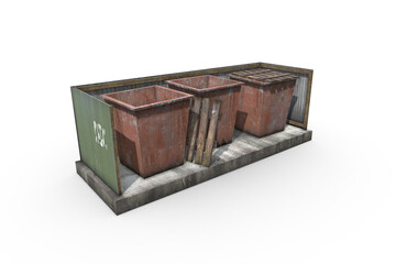 Container Garbage render on a white background. 3D rendering