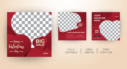 Valentines day theme template kit for Social Media banner. Everyone can use this design easily. Unique and Modern web banners .-Vector template