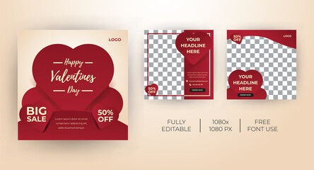 Valentines day theme template kit for Social Media banner. Everyone can use this design easily. Unique and Modern web banners .-Vector template