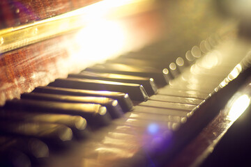 Old piano. Macro.