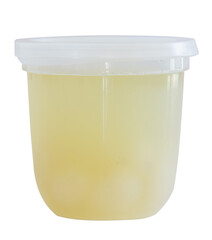 Thai dessert make from corypha umbracu lifera in water sugar contain to plastic cup