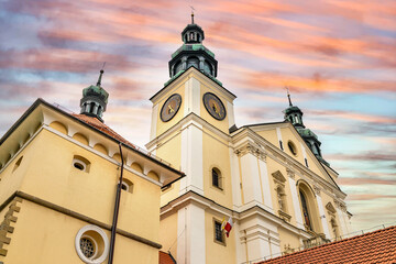 St. Mary Basilica and Bernardine Order monastery within the Calvary pilgrimage Mannerist complex in Kalwaria Zebrzydowska in Poland