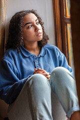 Sad Mixed Race African American Teenager Woman