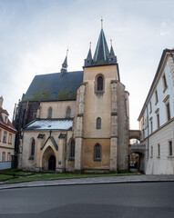 Fototapeta na wymiar Church of Saint Gothard in Slany town, Czechia. Old renewal building