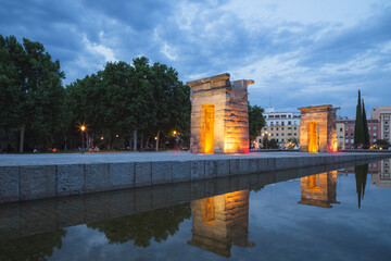 The Temple of Debod is an ancient Egyptian temple that was dismantled and reassembled in the Spanish capital Madrid where it can be seen today.