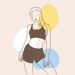 fitness woman elegant line art style painting vector, suitable in print for painting or wallpaper