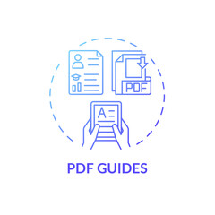 PDF guides concept icon. Online teaching digital resources. Step by step map to get new skills in your proffesional field idea thin line illustration. Vector isolated outline RGB color drawing