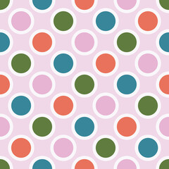 Colorful Polka Dots with Cream Border Seamless