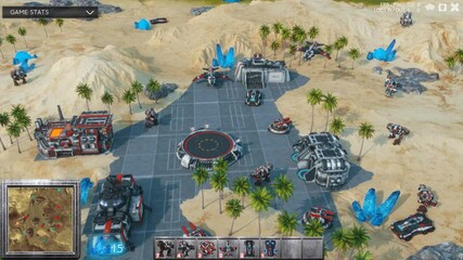 Fake Sci-Fi RPG Video Game Gameplay. Desert War With Spaceships And Robots. 3D VFX Looped Animation