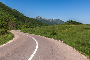 The Asphalt mountain road in the Montenegro