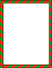 Candy Cane caramels as border frame white background, Christmas New Year Xmas