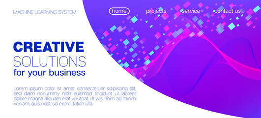 Falling Particles Distressed Purple Vector. 3D Flow Shapes Poster. Pink