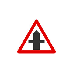 Cross roads ahead triangle sign icon. Traffic signs symbol modern, simple, vector, icon for website design, mobile app, ui. Vector Illustration