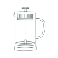 Coffee brewing methods icons, Coffee press pot outline and filled vector sign. Symbol, logo illustration.