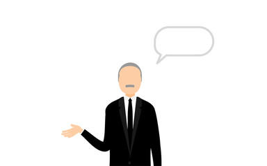 喪服を着たシニア男性、会話