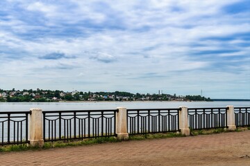 Russia  Kostroma  July 2020. City embankment in the city center.
