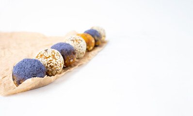 Homemade blue matcha energy balls