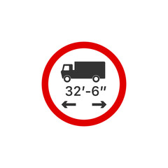 Vehicle length restriction sign icon. Traffic sign symbol modern, simple, vector, icon for website design, mobile app, ui. Vector Illustration