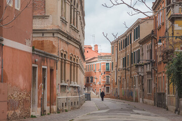 The quiet side of Venice, Italy. A residential neighbourhood free of tourists in the popular tourism destination.