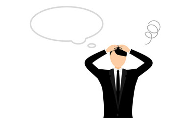 喪服を着た若い男性、悩む