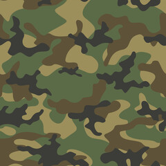 Fototapeta premium Camouflage classic vector design, repeat print. Forest texture. Ornament