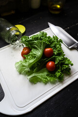 Organic tomatoes and lettuce for fresh salads