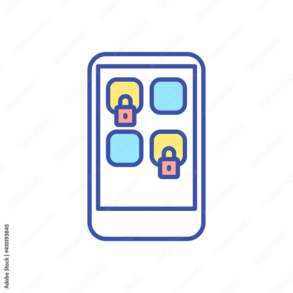 Poster app block for smartphone rgb color icon. parental control for application access. stay focused. digi