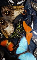 Butterflies collection in Dunedin airport. Dunedin. Otago. South Island. New Zealand.