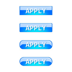 Apply web button set aqua blue shining color vector illustration isolated on white background