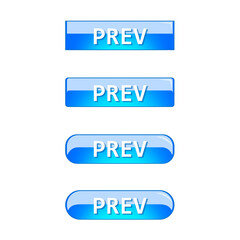 Previous web button set aqua blue shining color vector illustration isolated on white background
