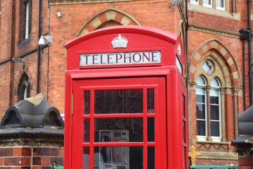 Fototapeta na wymiar Telephone box in Leeds UK