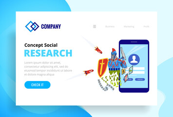 Robot protects the web site and viruses attacking him. Landing page template of security web site. Modern flat design concept of web page design for website and mobile website. illustration.