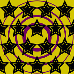 Black stars pattern. Yellow background and stars pattern.