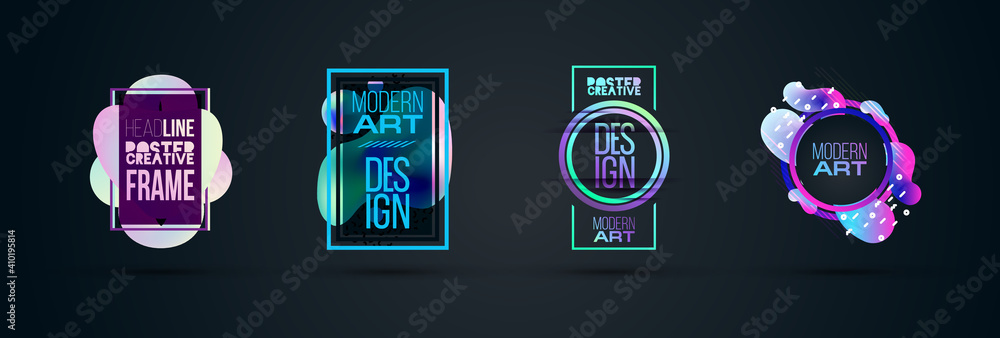 Poster vector illustration. a minimalistic hipster colored frame design. vector line gradient halftone. fra
