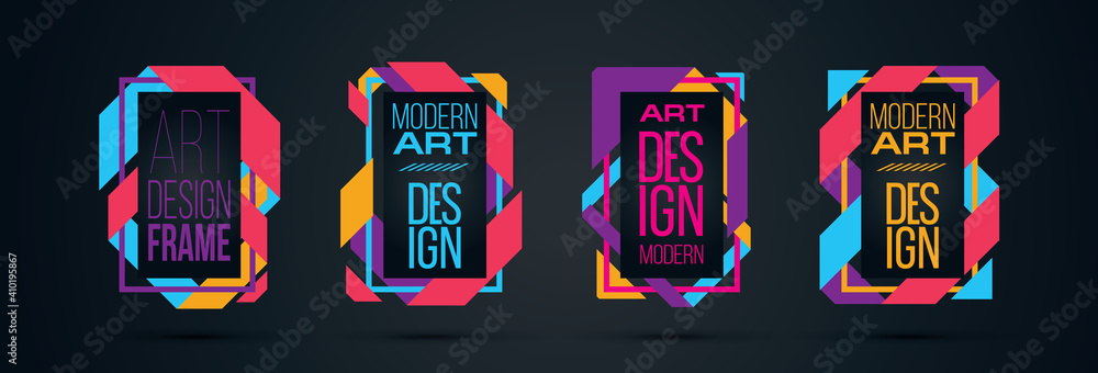 Poster vector frame for text modern art graphics for hipsters . dynamic frame stylish geometric black backg