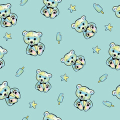 teddy bear seamless pattern for boy