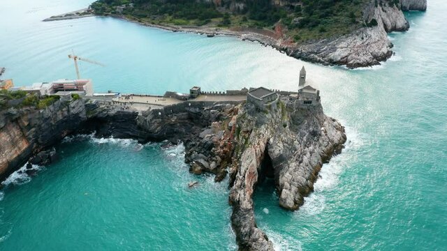 Flight over San Pietro Church in Porto Venere
