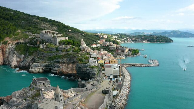 Flight over San Pietro Church in Porto Venere