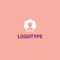 Logo vector beauty face female smile girl hair silhouette	